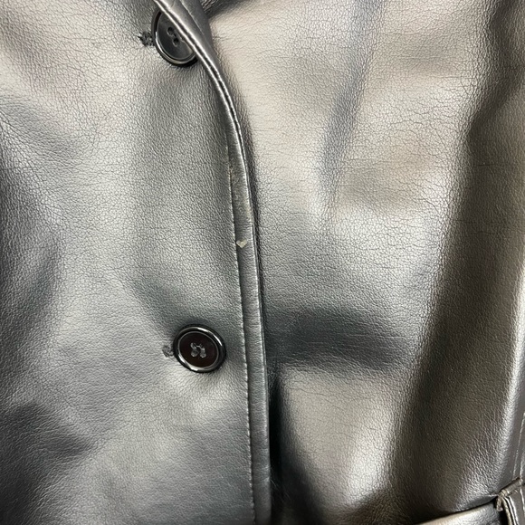 Vintage Faux Leather Belted Jacket Sz L - Picture 5 of 9